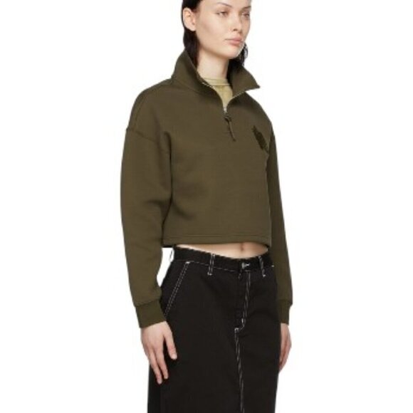 Mackage Army Green Lizia Cropped Pullover Half Zip - Picture 2 of 11